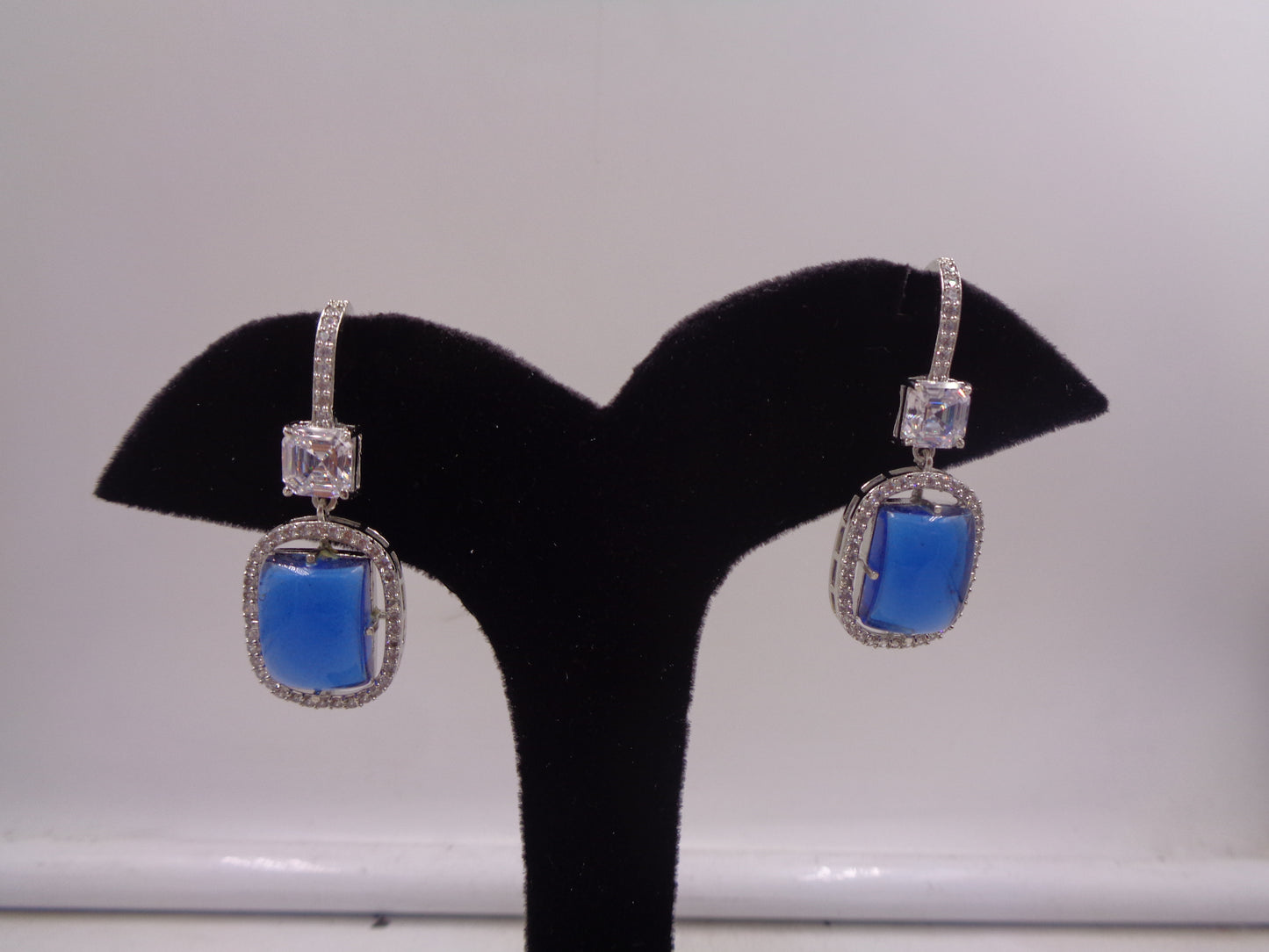 Sterling Blue Doublet Stone Earrings