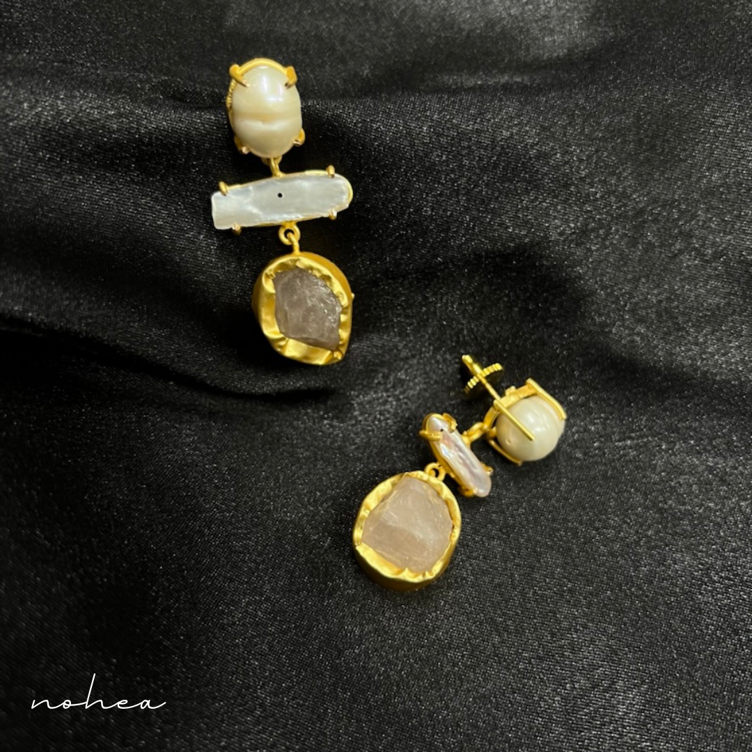 Rosa Druzy Stone Drop Earrings