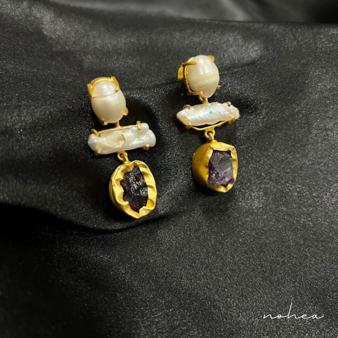 Arha Druzy Stone Drop Earrings