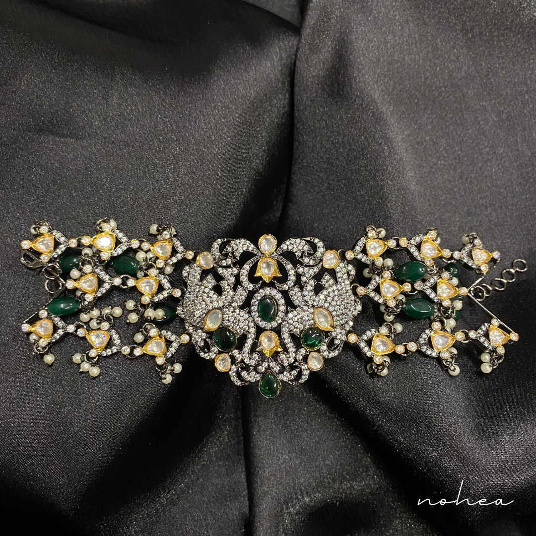 Vintage Diamanté Green Kada