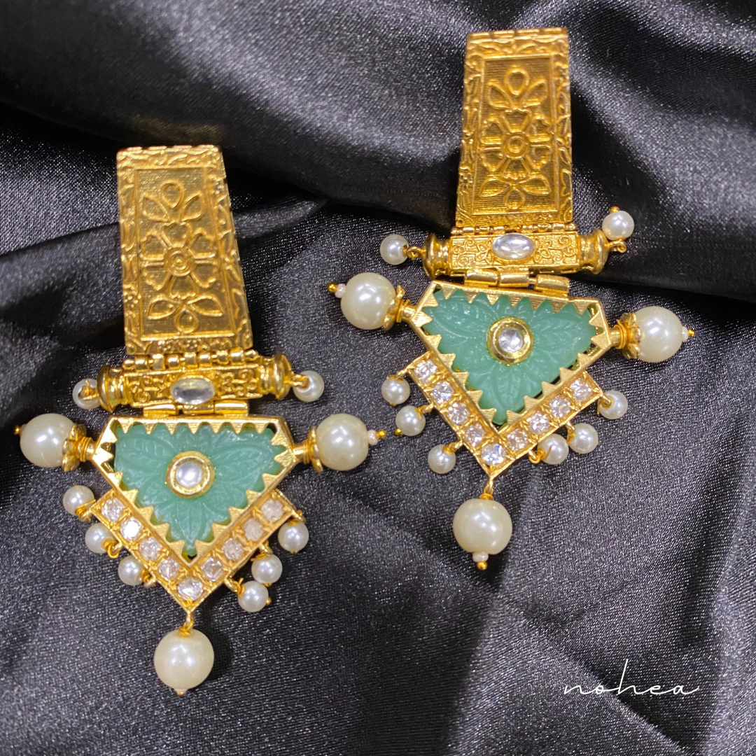 Carvin Stone Earrings with Pearl Detailing